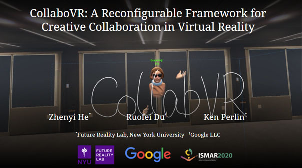 CollaboVR: A Reconfigurable Framework for Multi-user to Communicate in Virtual Reality Teaser Image.