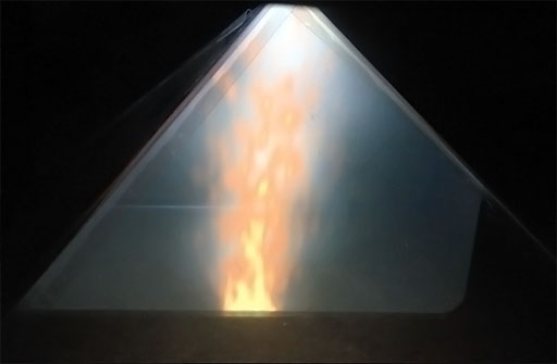 57fire: Creating Live Fire Illusion in Holographic Display With Heat Teaser Image.
